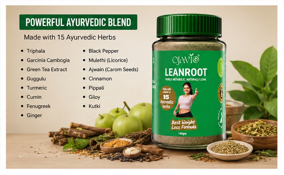 Leanroot Ayurvedic Weight Loss Powder for Slimming 100g - Natural Fat Burner Churna, Metabolism Booster, Belly Fat Reducer & Digestion Support