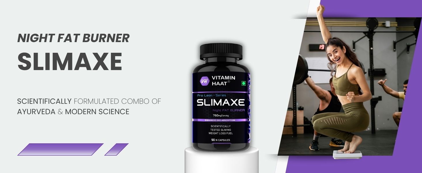 Slimaxe Night Fat Burner for Weight Loss for Women and Men | Magnesium Supplement With Green Tea, L Theanine great for Fat Weight Loss for Women and Men | 90 Supplement Capsules by VitaminHaat