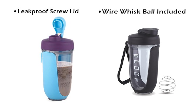 ATTRO Fit Fusion Shaker Bottle 600ml – BPA-Free Protein Mixer with Wire Whisk Ball | Leakproof Lid, Easy Carry Strap | Ideal for Gym, Fitness, Pre/Post Workout Drinks- Black
