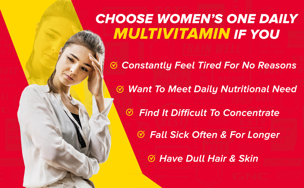GNC Women's One Daily Multivitamin - 32 Premium Ingredients with Vitamin C, Biotin, Collagen & Antioxidants | Boosts Immunity & Energy | Improves Skin, Hair, Nails & Eye Health | 60 Tablets