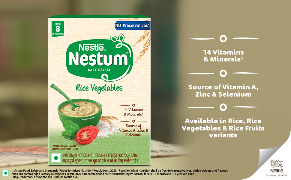 NESTUM Baby Cereal Rice Vegetables | No Preservatives | 8-24 Months, 325g