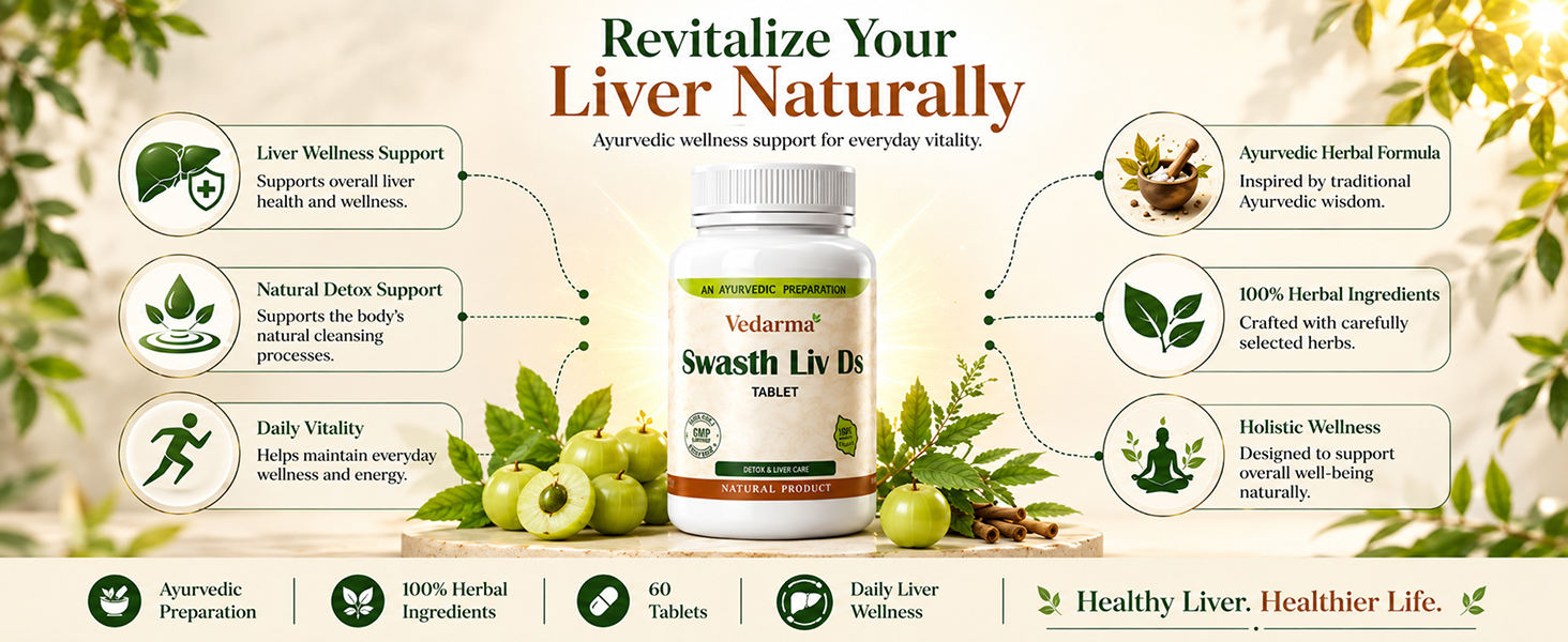 SWASTH LIV DS | Ayurvedic Supplement Beneficial For Fatty Liver| Fast & Up Liver Detox Cleanse & Protect | 60 Tablets