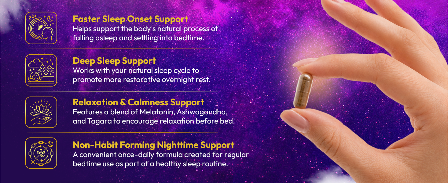 GetHealthy® Delta Sleep™ Sleep Support Supplement | Melatonin 10mg with L-Theanine, Ashwagandha, Tagara, Valerian, Chamomile, Hops, Tulsi & Vegan D3 | Calm Mind, Stress Support & Night Recovery | Lab Tested | 120 Capsules | 120 Day Supply