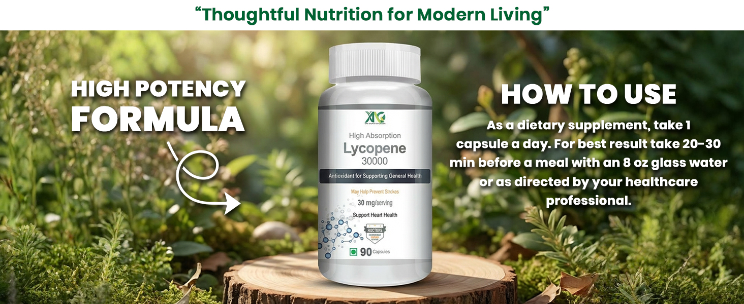 ANC Lycopene 30000 mcg (30 mg) High Absorption Capsules | Antioxidant Supplement for Heart Health, Skin & Immunity Support | 90 Veg Capsules