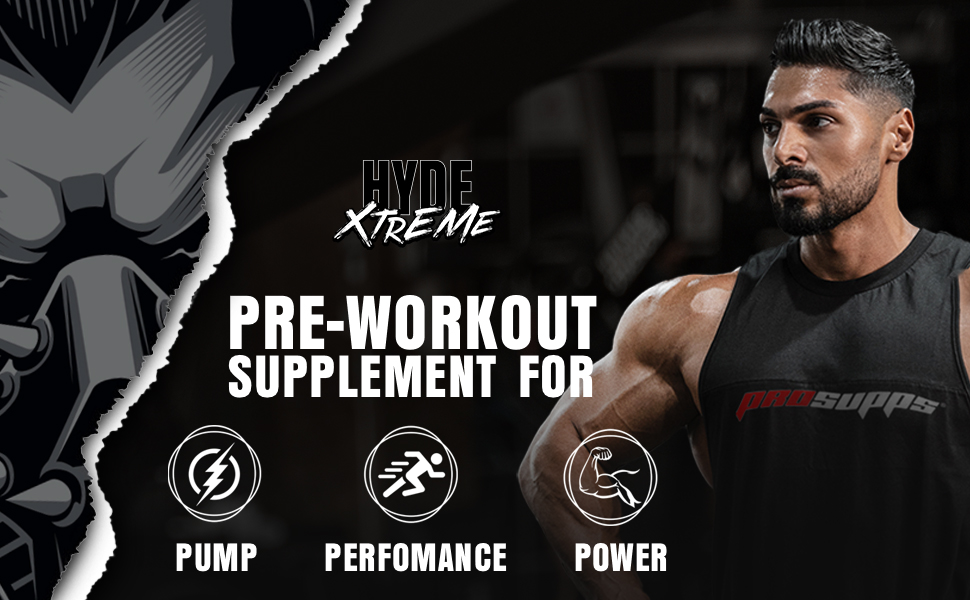HYDE Xtreme - Hard Hitting Energy Pre Workout Supplement | Caffeine, Beta-alanine, Creatine HCl, L-arginine | For Muscle Pump, Vascularity, Strength and Focus | 15 servings (Blue Razz)