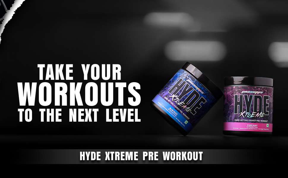 HYDE Xtreme - Hard Hitting Energy Pre Workout Supplement | Caffeine, Beta-alanine, Creatine HCl, L-arginine | For Muscle Pump, Vascularity, Strength and Focus | 15 servings (Blue Razz)