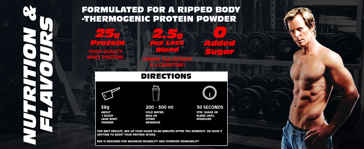 ESN Lean Whey Protein | 2 lbs | Chocolate | 25 g Protein per Serving | 200mg Green Tea Leaf Extract | 1 g L-carnitine | Digestive Enzymes for better absorption | Crave Control Complex