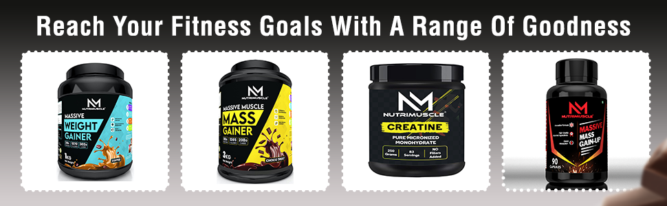 Nutrimuscle Massive Weight Gainer Powder – 1 Kg | Coffee Flavour | Complex Carbs & Protein Blend for Healthy Weight & Muscle Mass Gain | Men & Women