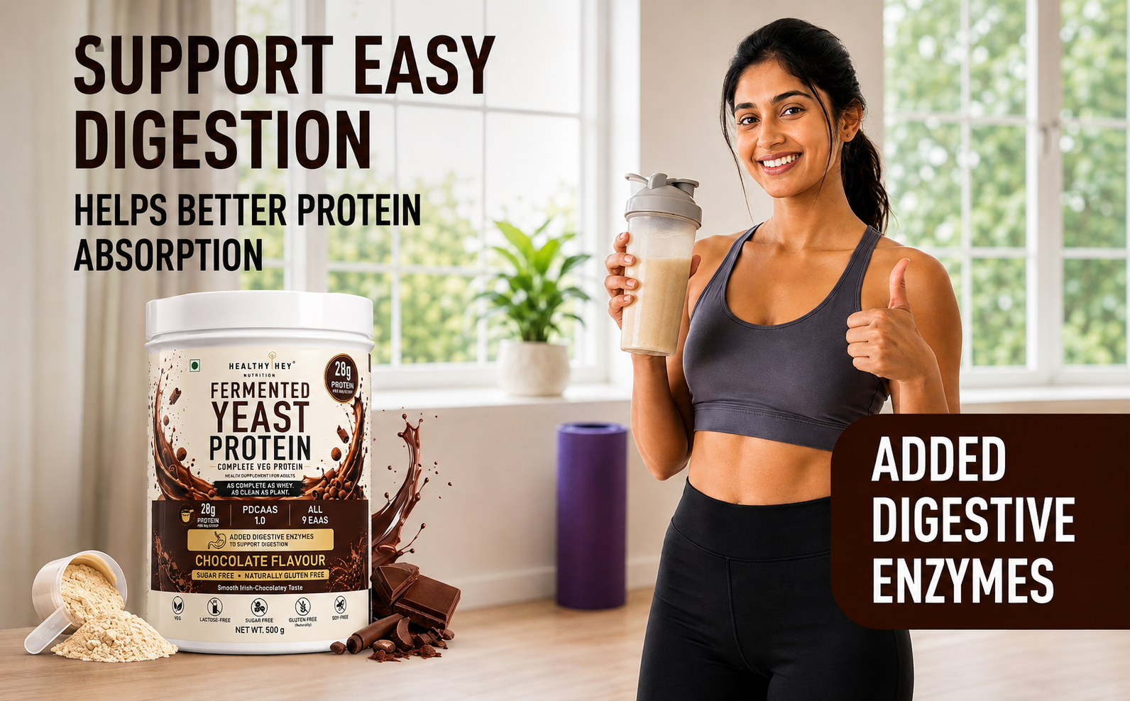 HealthyHey Nutrition Fermented Yeast Protein - Chocolate Flavour - 500g