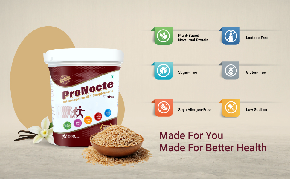 Pronocte Plant Based Protein Powder for Men & Women | Gluten Free | Brown Rice Protein Supplement - 400g