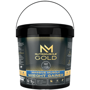 NutriMuscle Massive GOLD Weight Gainer Powder – 12 Lbs (5.44 Kg) | Choco Treat Flavour | High Calorie Protein & Complex Carb Blend for Muscle Mass & Weight Gain | Men & Women