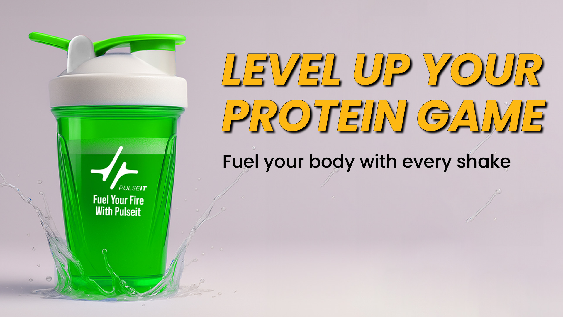 PulseIT TurboMix Protein Shaker Bottle 400ml | BPA-Free Leakproof Gym Shaker with Plastic Mixing Ball | Protein Mixer Bottle for Whey Protein, BCAA, Creatine & Pre-Workout (White)