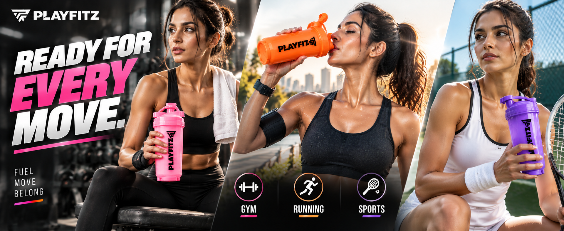 Wave Prime Shaker Bottle for Protein Mixes | 500ml. Pre Workout Shaker Bottles | Unbreakable Gym Protein Shaker Bottle with Rounded Bottom | Classic Loop Hook (Pink)