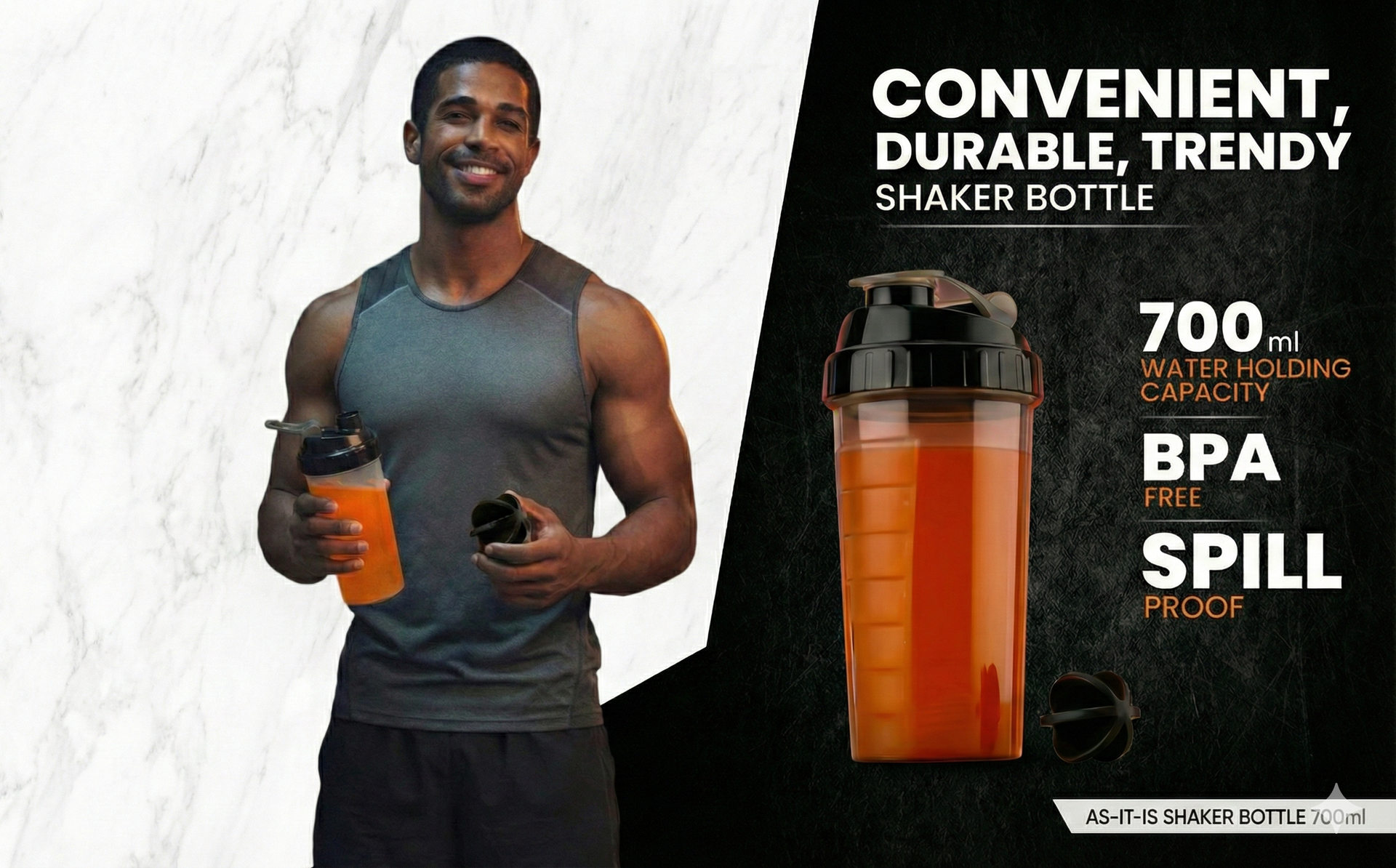 Premium Shaker Bottle for Protein Powder | Durable BPA-Free Plastic | With Measurement Markings and Secure Flip-Cap Lid | Ideal for Gym, Travel, and Sports (700 ml)