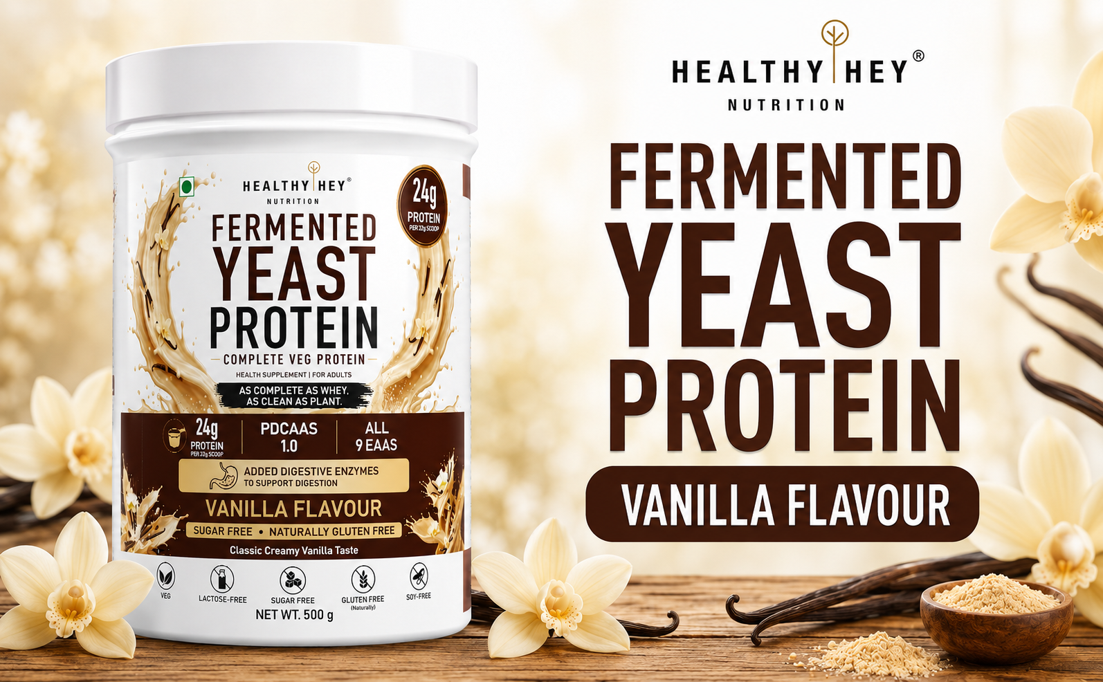 HealthyHey Nutrition Fermented Yeast Protein - Vanilla Flavour - 500g