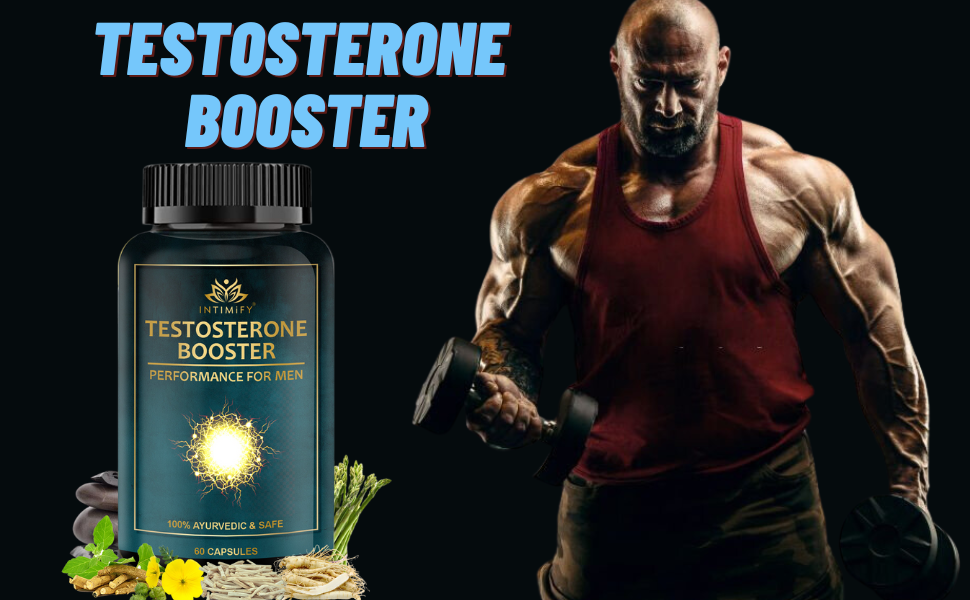 INTIMIFY Testosterone Booster Supplement | Natural Ingredients with Ashwagandha, Gokshura, Shilajit, and Safed Musli | 60 Veg Capsules