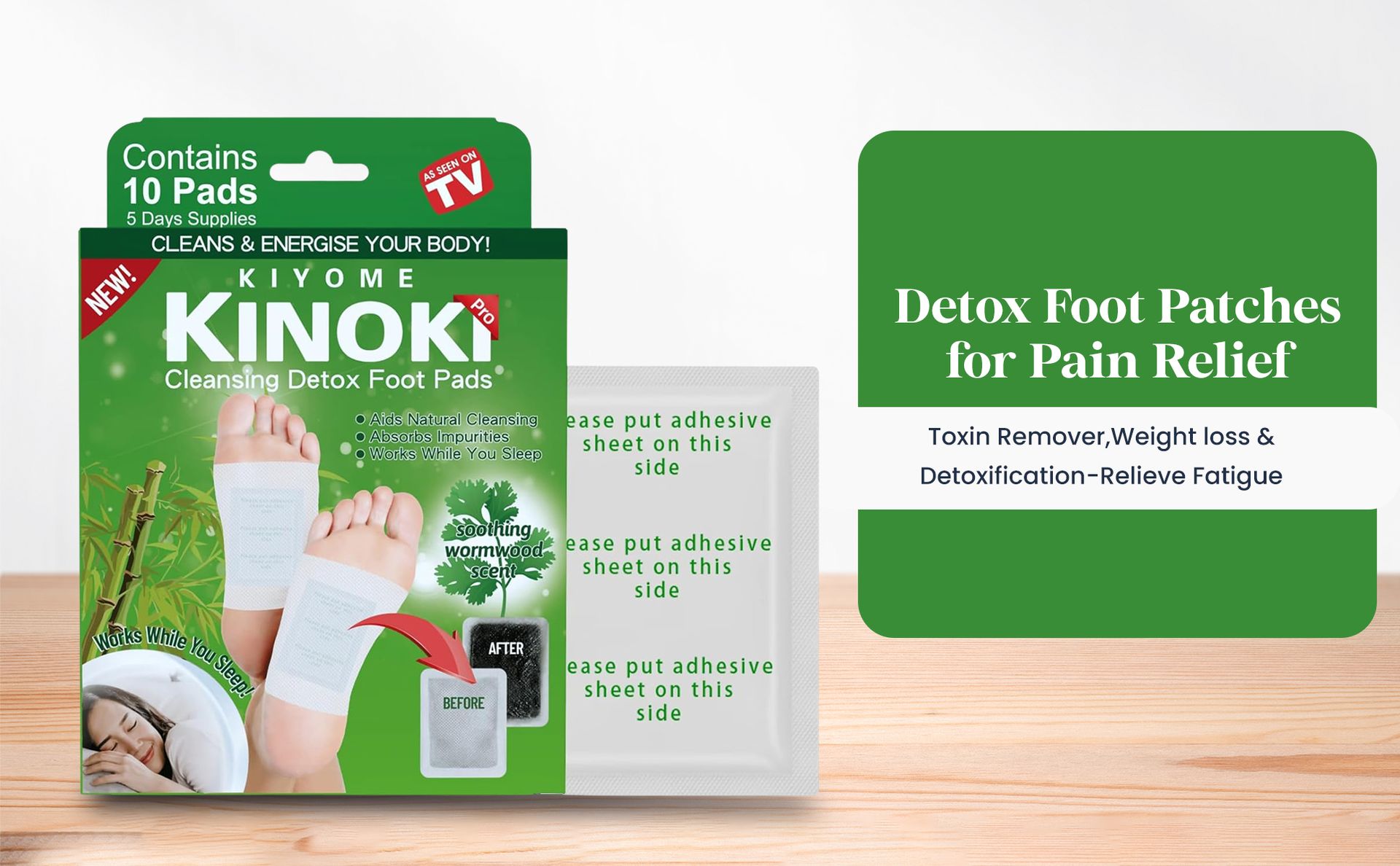 Kliffoo Detox Foot Patches for Cleansing Toxin Remover for Men & Women,10 Pads Deep Cleansing Detoxify Blood Circulation Foot Pad for Detox & Relaxation- Pain Relief, Stress Relief Sleep Patch (Wormwood 10 Pads)