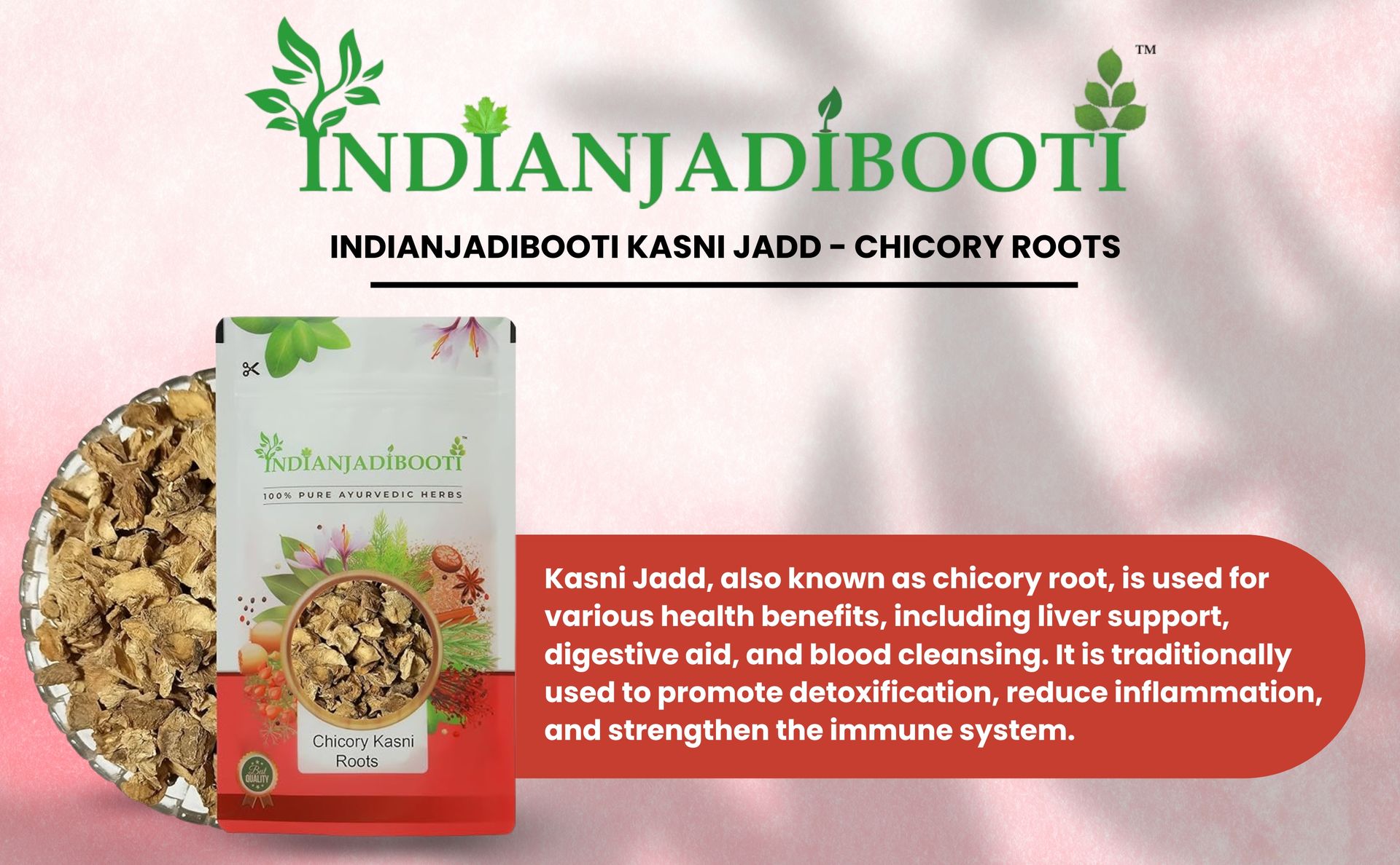 IndianJadiBooti Pure Kasni Jadd (Chicory Root) | Raw Whole Kasani for Hepatic Wellness, Prebiotic Gut Detox & Bitter Liver Tonic| (100 Grams) | Pack Of 3