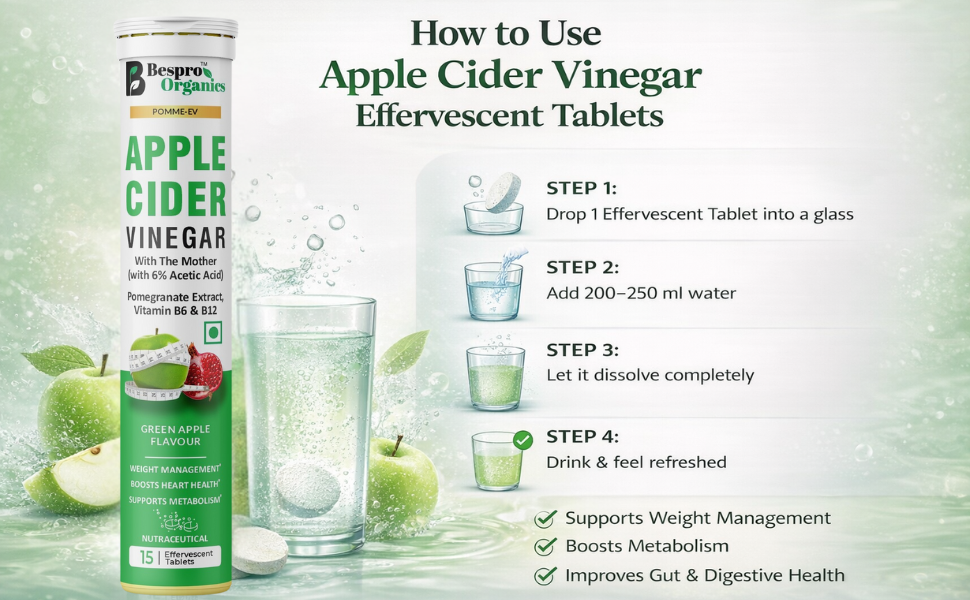 Organics Apple Cider Vinegar (ACV) Effervescent Tablets with Mother