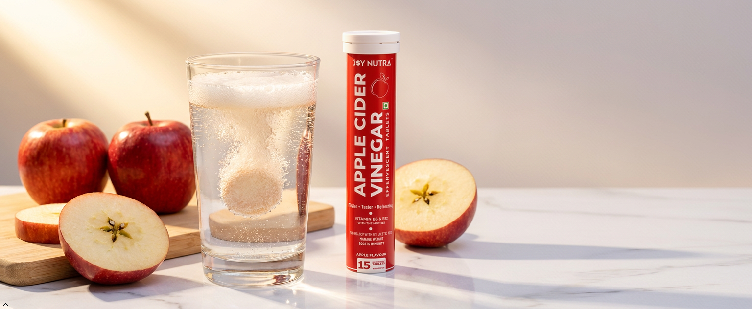 Apple Cider Vinegar Effervescent Tablet With The Mother | Supports Metabolism & Control Cravings | With 500mg ACV, Vit B6 & B12 | No Added Sugar | 15 Tablet (Pack of 1)
