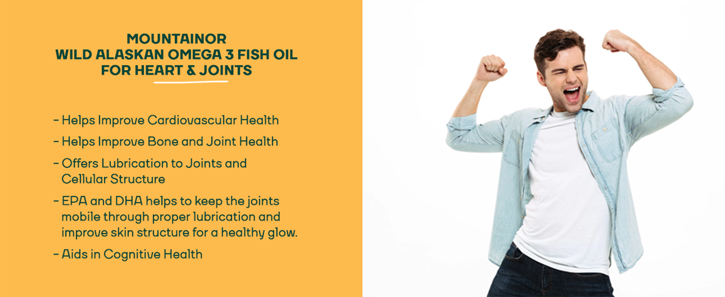 MOUNTAINOR Omega 3 Fish Oil 2500MG Triple Strength Contains - 1100mg EPA & 700mg DHA Per Serving Purified & Mercury Free with No Fishy Burps for Heart, Brain & Joint Health (50 Softgels)