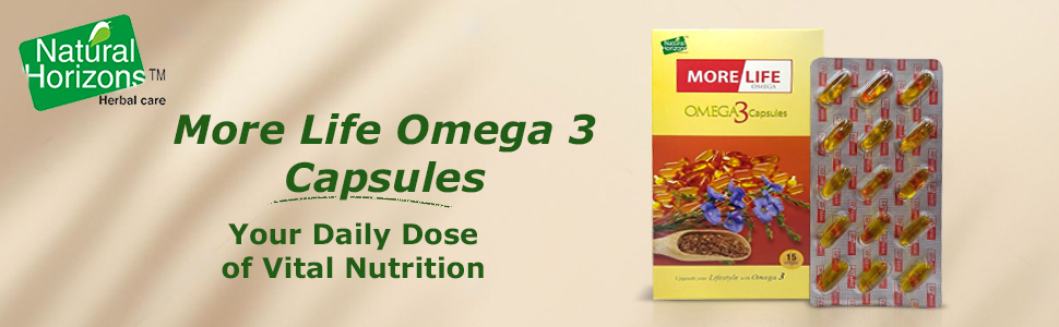 More Life Omega 3 Flaxseed Oil Capsules | Plant-Based Omega 3 Supplement for Heart, Joint & Skin Health | Supports Hair Growth & Lipid Balance | 15 Softgels | Pack of 1