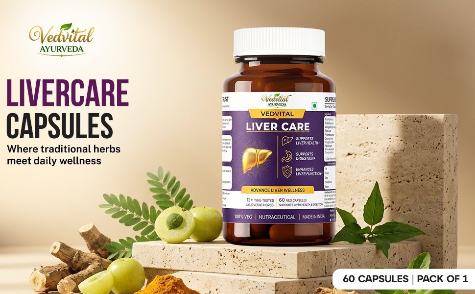 Livercare Capsules with Kalmegh, Kutki, Bhui Amla, Bhringraj, Chirayata & Herbal Blend | Supports Healthy Digestion, Natural Cleansing & Overall Vitality - Pack of 1(60 Capsules)