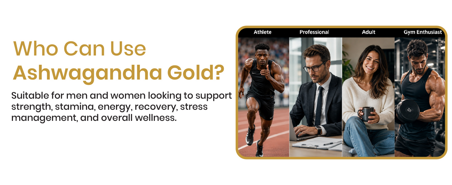 Vlado's Himalayan Organics Ashwagandha Gold - 1040 MG Supplement I With Pure shilajit, Safed Musli, Gokshura, Kaunch Beej, 24 Carat Swarna Bhasma, True Gold I 12+ Herbs I 100% Ayurvedic I max Potency, Power & strength I For Stamina, Muscle Growth & Energy I Helps in Stress & Sleep Management | Improves Gym Performance | For Men & Women- 60 Veg Capsules