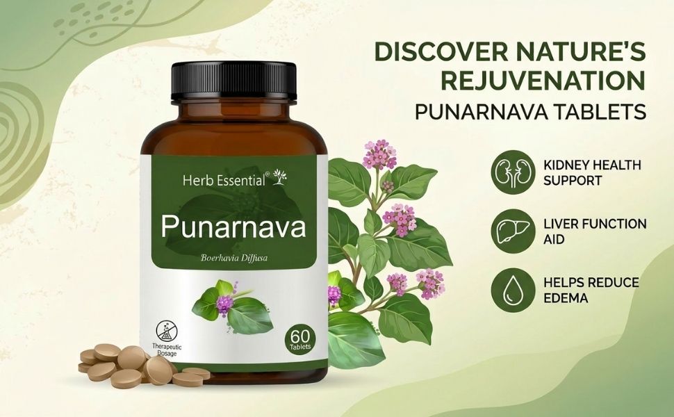 Herb Essential Punarnava Tablets 500 mg, 60 Tablets
