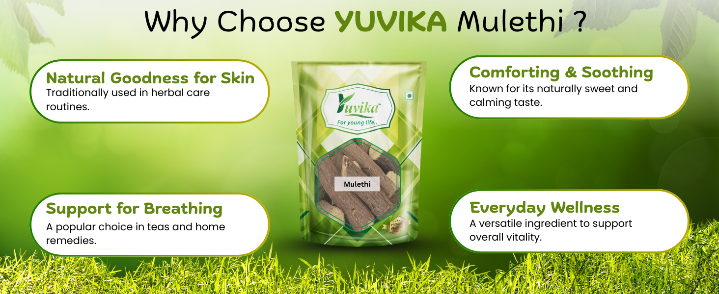 YUVIKA Mulethi | Multhi Spl - Glycyrrhiza Glabra - Yashtimadhu - Jeshthamadha | Licorice Root (100 GM)