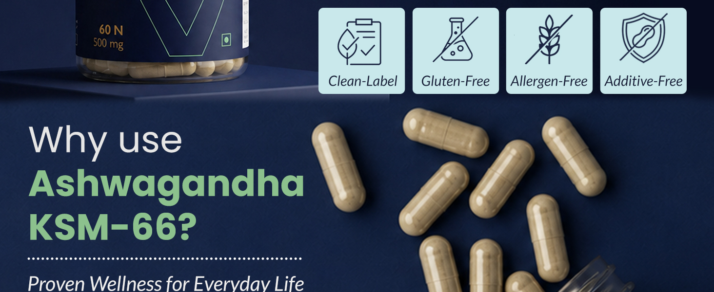 Ashwagandha KSM-66® 500mg | Lab Tested | 90+ Clinical Trials | 5% Withanolides | 100% Root Extract | Stress, Sleep, Energy & Immunity Support | 60 Capsules
