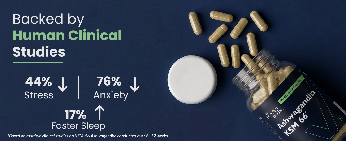 Ashwagandha KSM-66® 500mg | Lab Tested | 90+ Clinical Trials | 5% Withanolides | 100% Root Extract | Stress, Sleep, Energy & Immunity Support | 60 Capsules