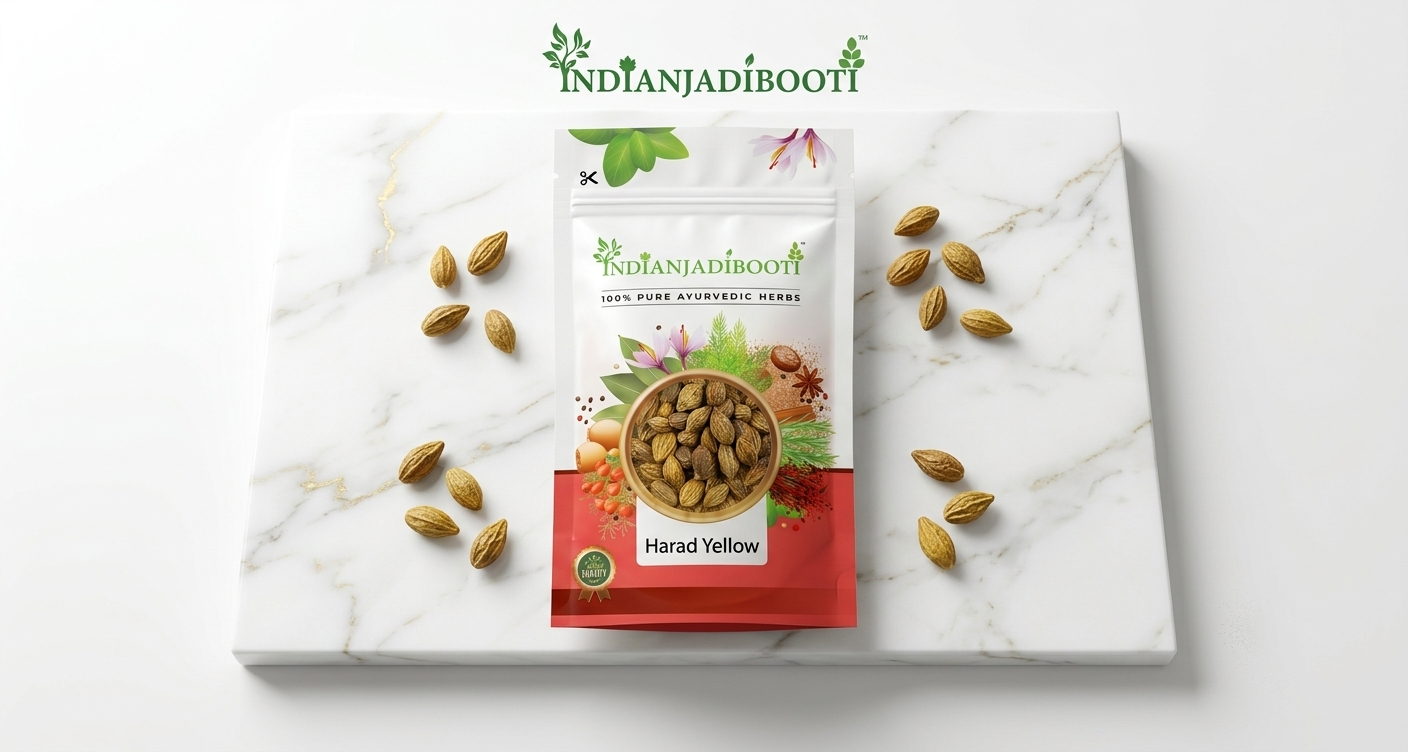 IndianJadiBooti Harad Badi Yellow (Whole Haritaki) - Terminalia Chebula - Big Harad/Kadukkai/Karakkaya - For Constipation Relief, Digestion & Colon Cleanse - Natural & Sun Dried - 250g