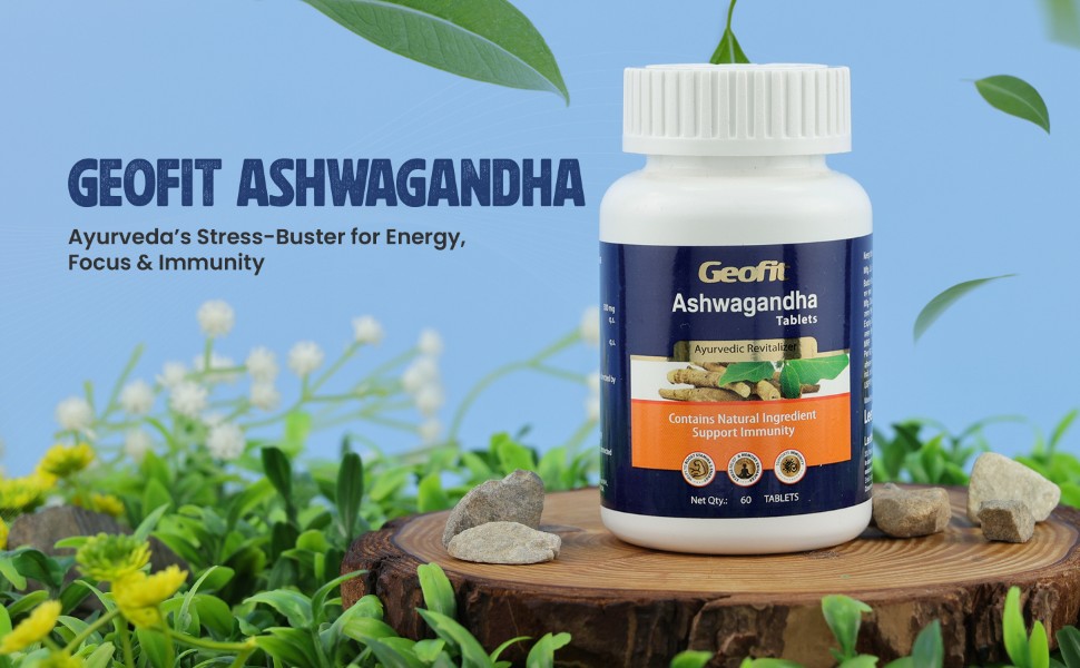 Geofit Ashwagandha Tablets for Immunity, Stress Relief & Stamina, 60 Tabs