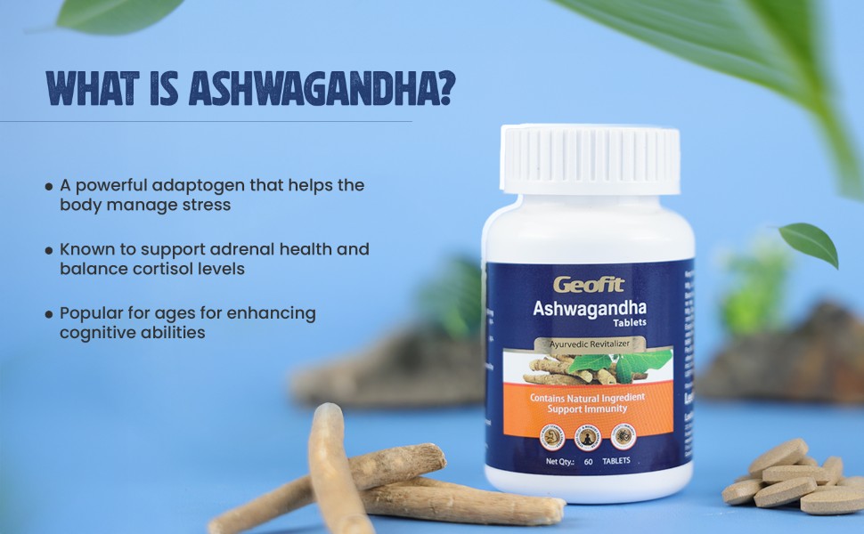 Geofit Ashwagandha Tablets for Immunity, Stress Relief & Stamina, 60 Tabs
