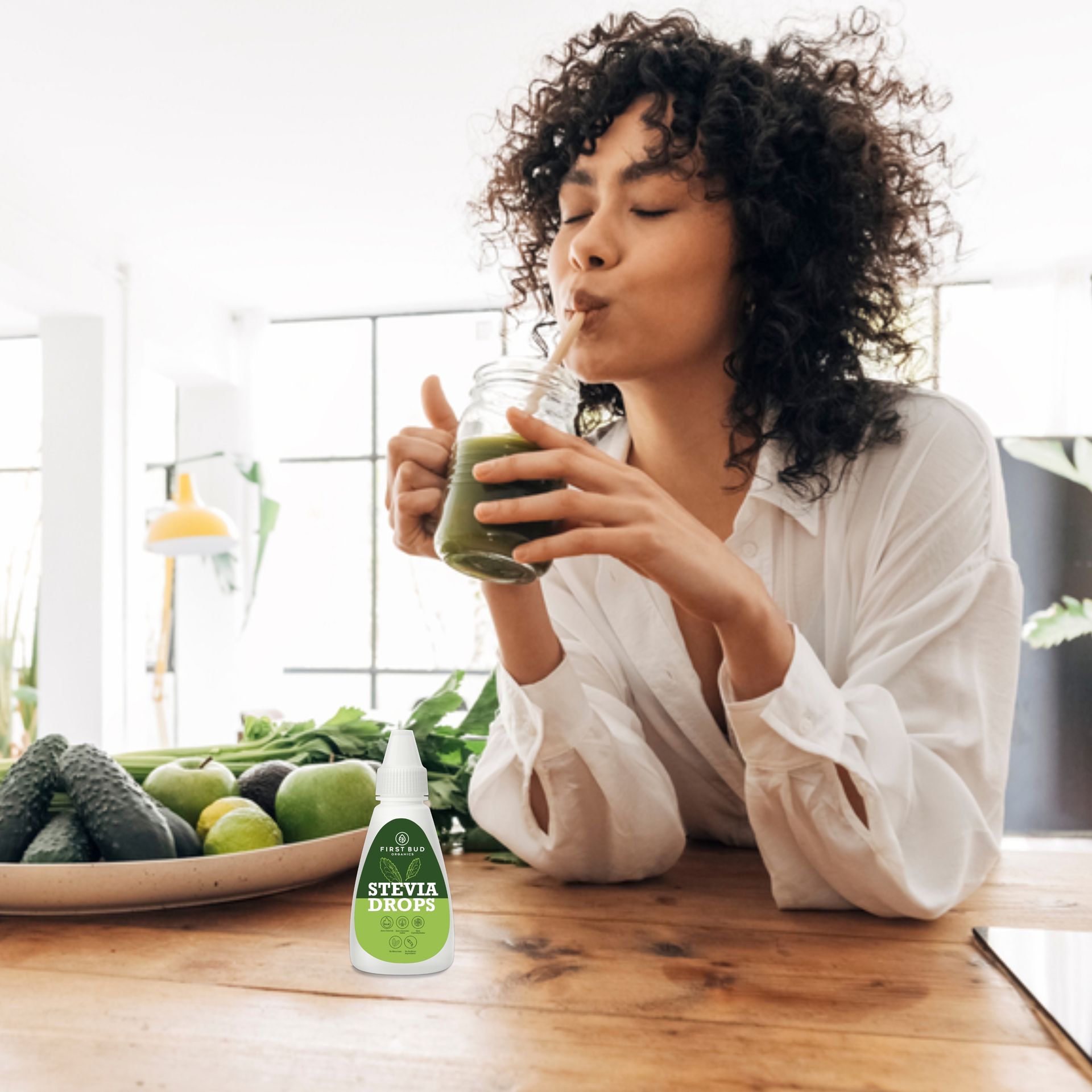 First Bud Organics Pure Stevia Drops - 20ml | Zero Calorie, Natural Sweetener, Non-GMO & Sugar-Free Stevia Drops | Sugar Substitute For 400 Serving, Low Glycemic index & Promote Oral Health