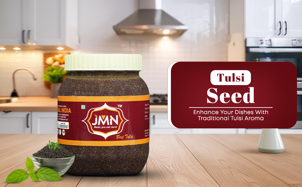 JMN Beej Tulsi - Tulsi Manjari - Krishna Tulsi Seed For Eating And Weightloss - Shyama Tulsi Seeds (Edible) - Krishna Basil Seeds - Kali Tulsi Beej - Tukhme Rehan - Ocimum Sanctum (150 gm, Natural)