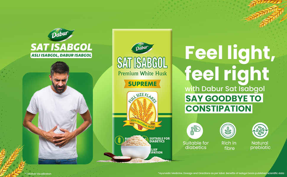 Dabur Sat Isabgol|Psyllium Husk- Pack Of 200 Gm Powder & Nature Care Isabgol Double Action Trifala And Ajwain, Effective Relief From Constipation And Gas - 100 Gm
