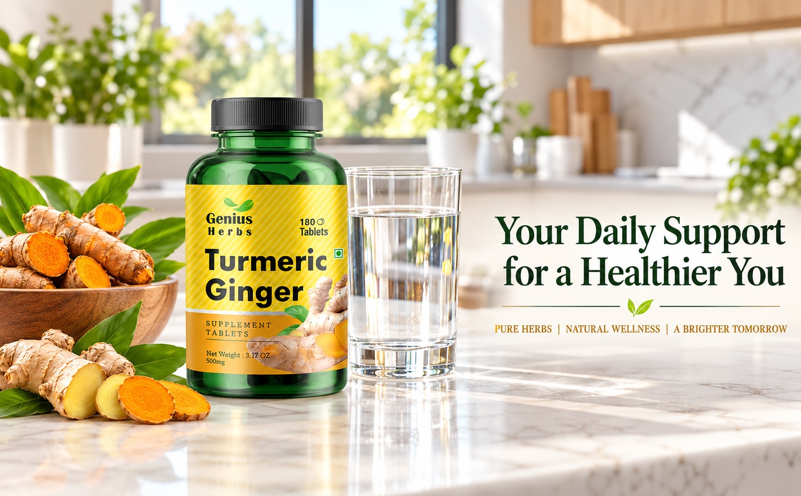 Turmeric Ginger Tablets 1000mg Per Serving – 180 Tablets x Pack of 3 | Ayurvedic Herbal Supplement for Digestion, Antioxidant & Immune Support | Natural Curcumin & Ginger Formula | Vegan, Non-GMO
