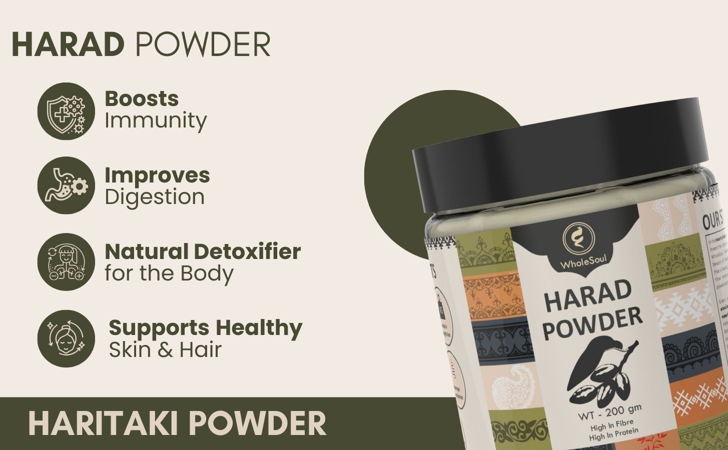 WholeSoul Harad Powder 200g | Haritaki Fruit (Terminalia Chebula) | High in Fibre & Protein | Traditional Ayurvedic Herb for Daily Wellness, Digestive Support