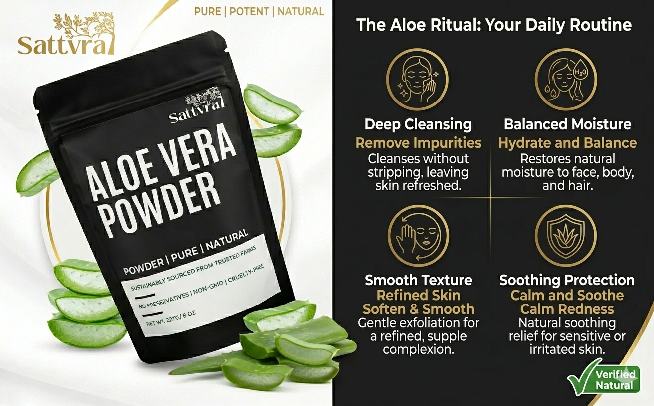Pure Aloe Vera Powder 227g | Aloe Barbadensis | For Face, Skin, Hair & Drinking | Natural Moisturiser | Edible Aloe Vera Leaf Powder
