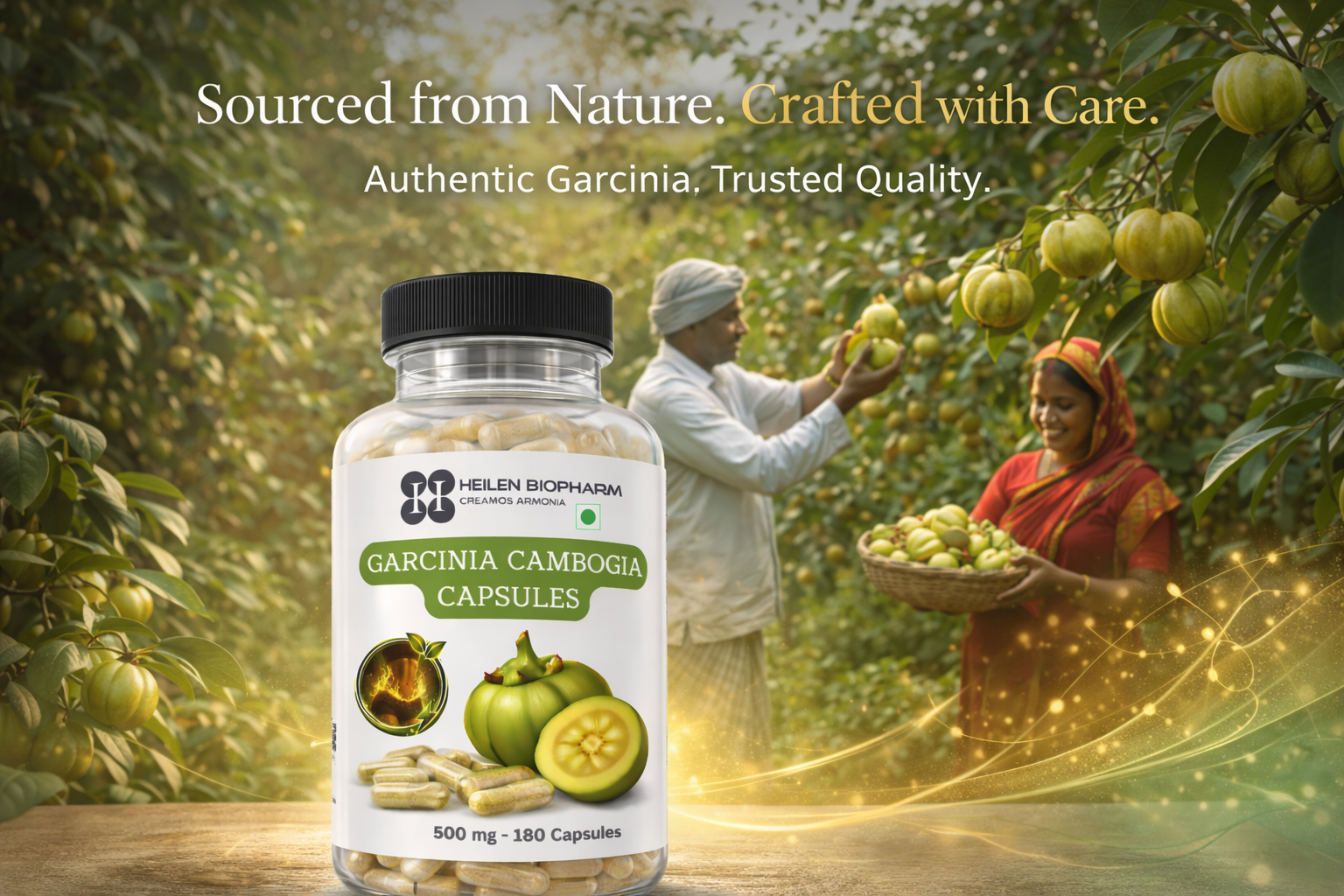 Heilen Biopharm Garcinia Cambogia Capsules, 100% Pure Extract, 500 mg, 180 Capsules, Plant-Based Wellness Supplement