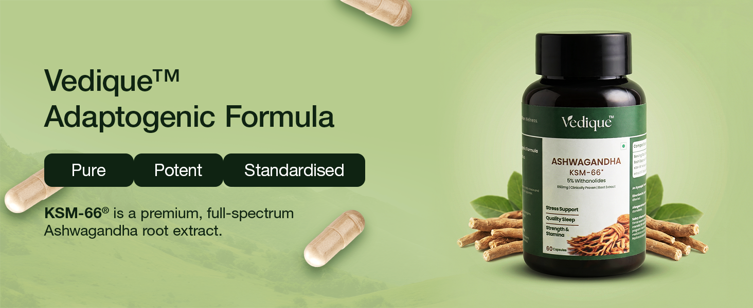 KSM-66 Ashwagandha 500 mg | 60 Veg Capsules | Root Extract