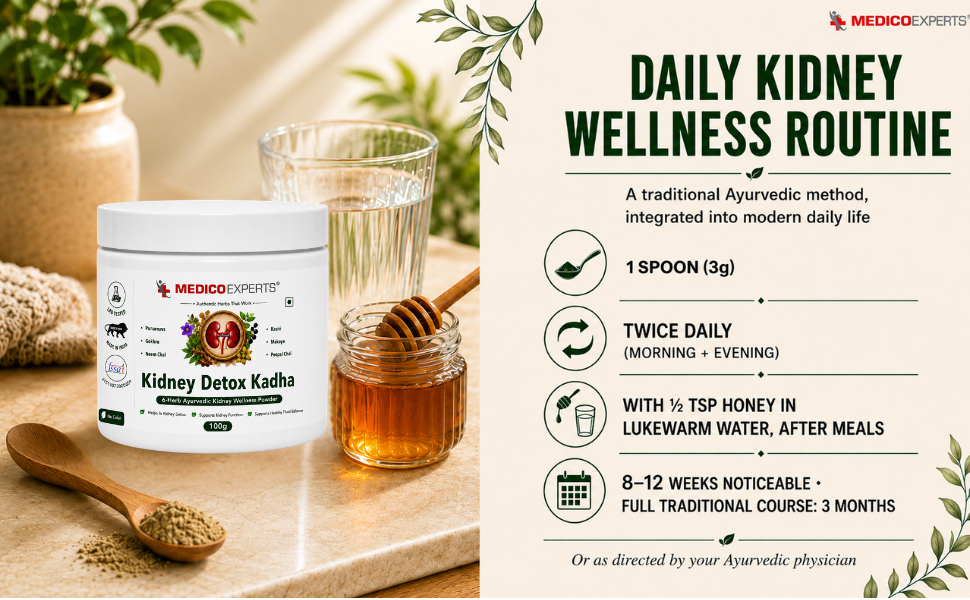 Kidney Detox Kadha - 6 Herb Ayurvedic Powder | Punarnava, Gokhru, Neem Chal | Supports Healthy Kidney Function | FSSAI Licensed | 100g