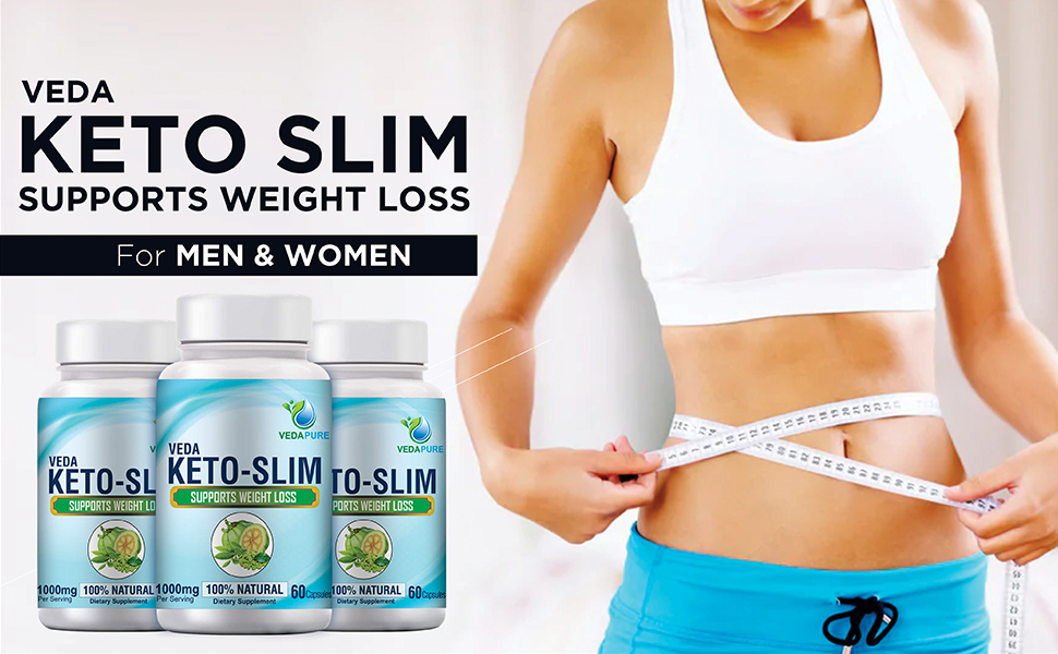 VEDAPURE Keto Slim Advanced Formula for Men & Women | Formulation of Garcinia Cambogia, Green Coffee & African Mango | 1000 Mg/Serving | 60 Capsules