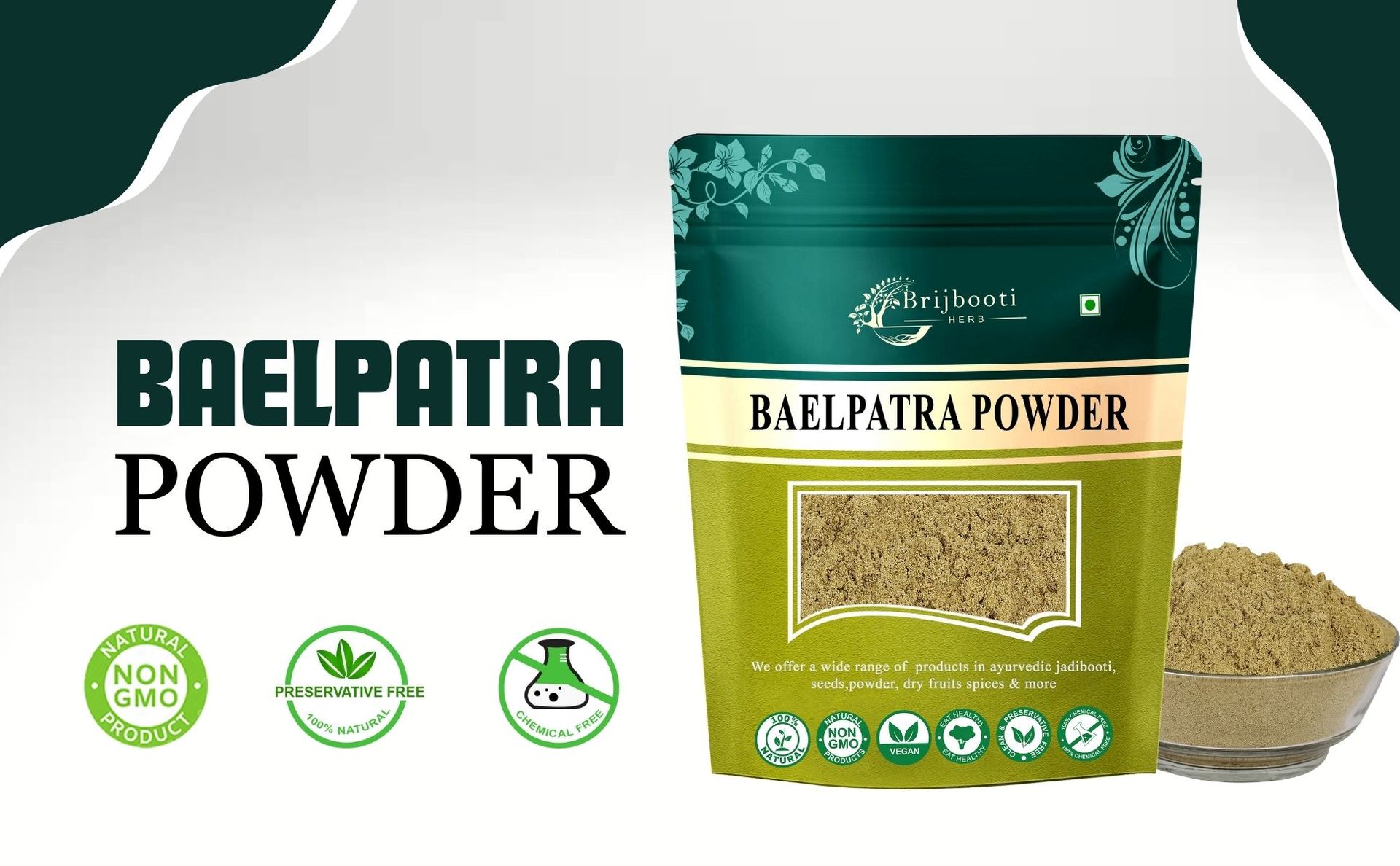 Brijbooti Baelpatra Powder (200 gm) | Bael Patra for Gut Health | Bel Patra | Bael Leaf Powder