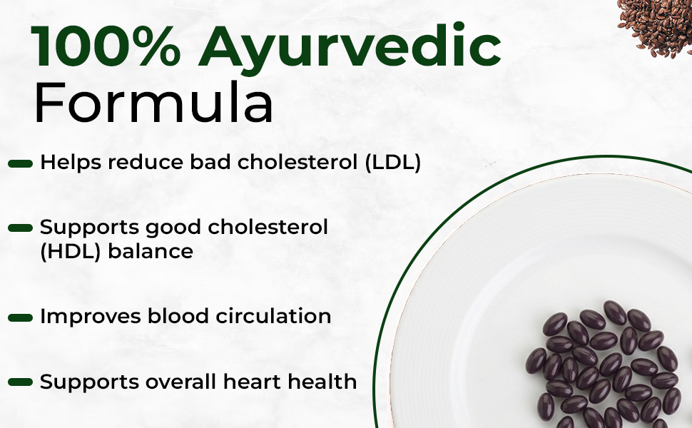 Cholesterol Control Care Ayurvedic Supplement (Pack of 60) | Contains Oils of Flaxseed, Methi, Darchini and Garlic | Cholesterol tablets ayurveda