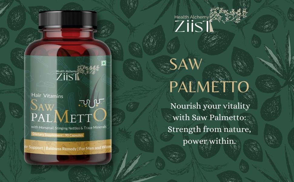 Saw Palmetto Hair Vitamins with Horsetail, Stinging Nettle & Trace Minerals | Herbal Dietary Supplement | 90 Capsules