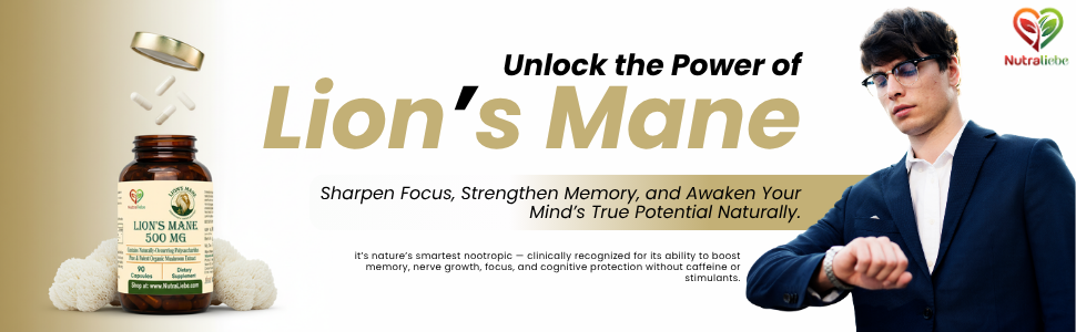 Lion’s Mane Mushroom Extract 500 mg – Hericium erinaceus Standardized to Beta (1,3)(1,6)-Glucans | Brain Health, Memory & Focus Support | Nerve Growth Factor (NGF) Booster | 90 Vegetarian Capsules | Non-GMO, Gluten-Free