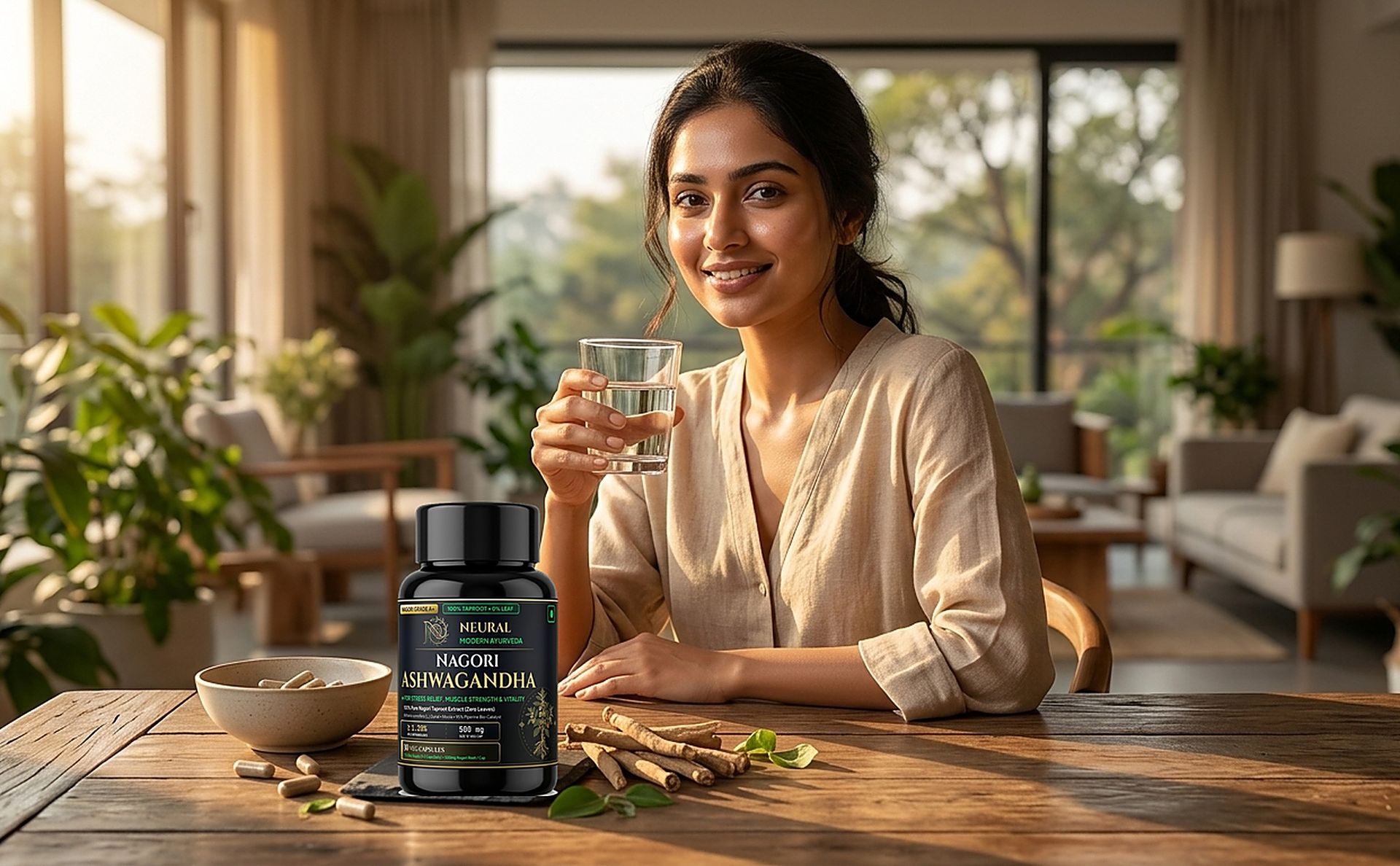 Ashwagandha 500mg Root Extract Capsules (Pack of 2, 60 Veg Caps) | Pure Nagori Taproot with Piperine | Natural Stress Relief, Deep Sleep Support & Energy Booster